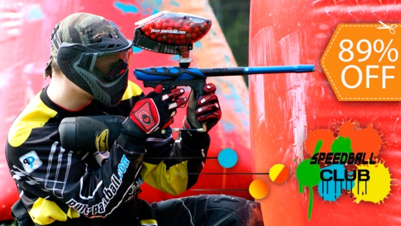 [Imagen:¡Día de Paintball para 4 personas! ¡Paga $10 en lugar de $90 por Paquete de Paintball que Incluye: 100 Paintballs + Uso de Campo + Alquiler de 4 Marcadoras + 4 Máscaras + 4 Chalecos + Pase de Aire Ilimitado en Speedball Club!]