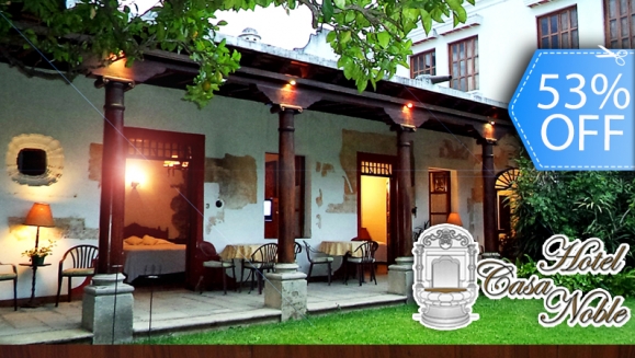 [Imagen:¡Paga Q399 en lugar de Q850 por Una Noche de Hospedaje para 2 Personas en Habitación con Chimenea + Desayunos e Impuestos en Hotel Casa Noble en Antigua Guatemala!]