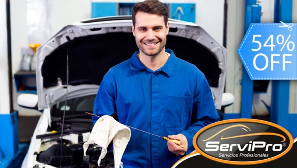 [Imagen:¡Paga Q389 en vez de Q850 por Servicio Completo para tu Vehículo que Incluye: Cambio de Aceite y Filtro + 4/4 de Aceite 20W50 + Alineado + Revisión, Limpieza y Ajuste de Frenos + Revisión de 11 Puntos en Servipro!]