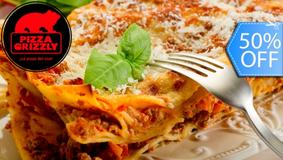 [Imagen:¡Paga Q160 en vez de Q320 por DeliciOso Combo de Lasaña Familiar Gigante a Domicilio (hasta para 8 Personas) + Pan con Ajo o Mantequilla + 1.5 L de Gaseosa en Pizza Grizzly!]