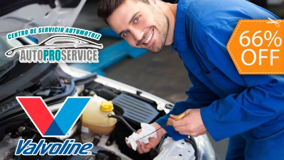 [Imagen:¡Paga $29 en lugar de $85 por cambio de 4/4 de Aceite Valvoline 20w50 + Filtro de Aceite + Rotación de Llantas + Chequeo Computarizado General + Revisión de 21 puntos en Auto Pro Service!]