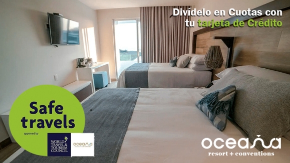 [Imagen:¡Oceana Resort TODO INCLUIDO! ¡Paga Q1,999 en Lugar de Q3,040 por Estadía Familiar para 2 Adultos y 2 Niños (De 0 a 5 años) en Habitación Superior + Impuestos Incluidos!]