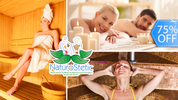 [Imagen:¡Paga Q175 en lugar de Q700 por Spa Urbano para 2 que Incluye: Masaje Relajante de 45 Minutos + Sauna Húmedo + Hidromasaje + Reflexología en Manos y Pies + Mascarilla Facial de Arcilla y Más en NaturoStetic!]