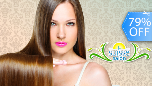 [Imagen:¡Paga Q249 en lugar de Q1,200 por Alisado de Keratina de Chocolate + Corte + Depilación en Rostro + Té Relajante en Le Suisse Salón!]