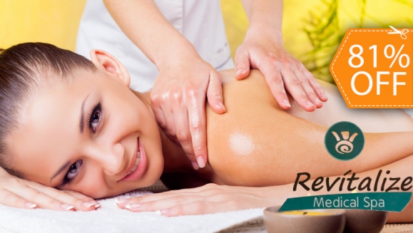 [Imagen:¡Paga $18 en lugar de $95 por 2 Masajes Relajantes + 2 Masajes de Piedras Calientes + 1 Masaje de Ayurveda en Revitalize Medical Spa!]