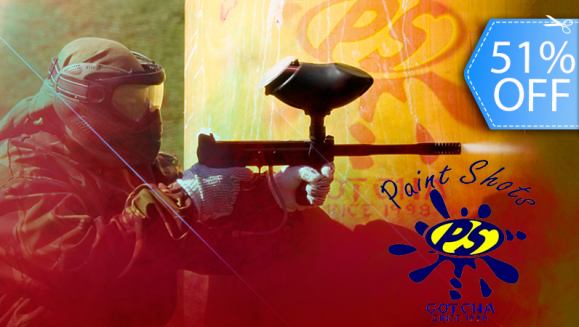 [Imagen:¡Paga Q39 en vez de Q80 por 100 Paintballs + Equipo de Renta que Incluye: Máscara, Marcadora Semiautomática, Chaleco, Camisa, Tapón de Seguridad y Recarga de Aire Ilimitada en Paint Shots Gotcha!]