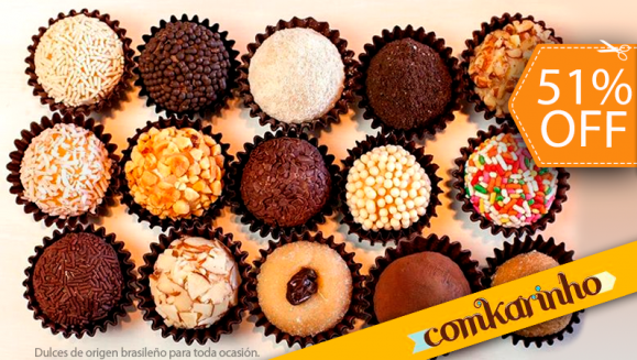 [Imagen:¡Paga $11 en lugar de $22.50 por una Caja de 25 Unidades de Deliciosos Brigadeiros en Comkarinho!]