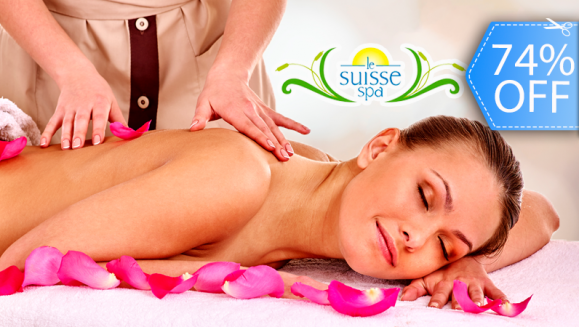 [Imagen:¡Paga Q189 en lugar de Q720 por un Día de Spa con Sauna, Jacuzzi e Hidroterapia Ilimitada + Masaje Relajante Profundo con Técnicas Orientales y Pétalos de Rosas + Aromaterapia + Mascarilla Facial Mineralizante y Tés Relajantes en Le Suisse Spa!]