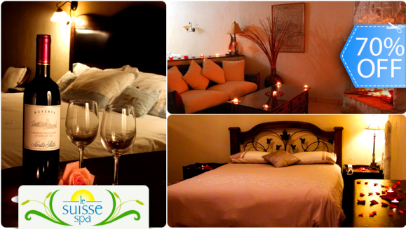 [Imagen:¡Paga Q449 en vez de Q1,520 por Estadía para 2 en Habitación con Decoración Romántica y Botella de Vino + Día de Spa (Masajes Relajantes, Mascarillas Faciales, Tés Relajantes) + Uso Ilimitado de Sauna, Jacuzzi e Hidroterapia en Le Suisse Spa!]