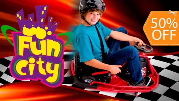 [Imagen:¡Paga $20 y Recibe $40 en el Uso de Mini Crazy Cart, Crazy Cart XL y Gokart en Funcity!]