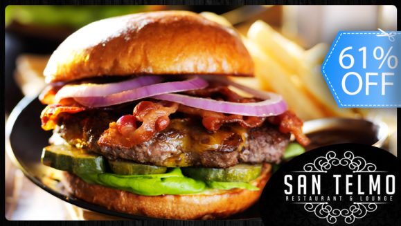 [Imagen:¡Paga Q75 en lugar de Q190 por 2 Exquisitos Combos de Hamburguesas a Elección + Papas Fritas + Cervezas, Bebidas Naturales o Gaseosas en Restaurante San Telmo!]