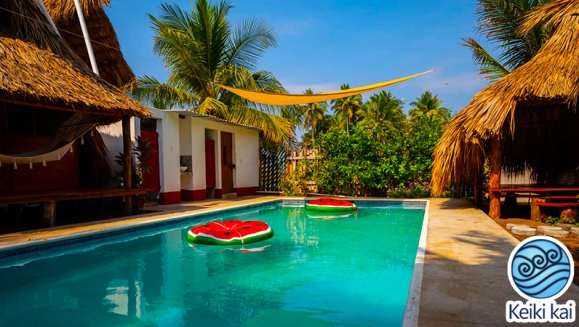 [Imagen:¡Escapada Perfecta a la Playa! ¡Paga Q365 en Vez de Q850 por 1 Noche para 2 Personas en Cabaña Tipo Hawaii con Baño Privado o Habitaciones Dobles con Baño Privado + Uso de Instalaciones: Piscina, Hamacas y Más!]