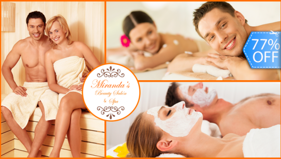 [Imagen:¡Paga Q175 en lugar de Q775 por Circuito de Spa Urbano para 2 con Sauna Húmedo + Sauna Seco + Masaje Relajante + Mascarilla Facial de Vitamina C + Sesión de Bronceado en Cámara en Miranda´s Spa!]