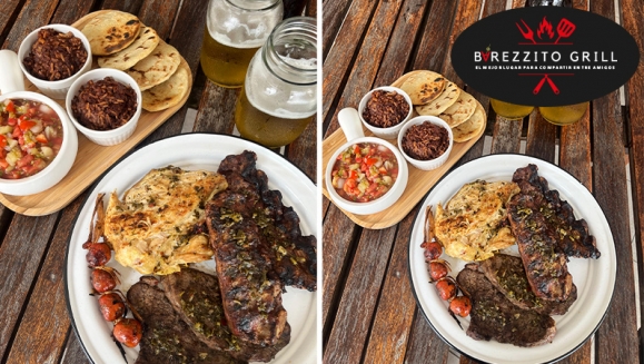 [Imagen:¡Para Saborear Juntos! ¡Paga $20 en Vez de $36.99 por Parrillada para 2-3 Personas que Incluye: 1 Lb de Pollo + 12 Oz de Carne de Res + 12 Oz de Costilla de Cerdo + 4 Chorizos de Tuza + 2 Bebidas a Elección + 4 Acompañamientos!]