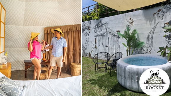 [Imagen:¡Glamping en Domo de Lujo! ¡Paga $90 en Lugar de $150 por Estadía Para 2 Personas en Domo Totalmente Equipado Con: Cocina, Baño Privado, Cama Doble, Aire Acondicionado, Jacuzzi, Áreas Para el Descanso y Más!]
