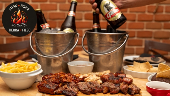 [Imagen:¡After Office! ¡Paga Q299 en Vez de Q500 por Parrillada Mixta de 2 Lb que Incluye: Puyazo o Lomito + Costilla de Cerdo BBQ + Filete de Pollo + Chorizo Argentino + Chimichurri + Chirmol + 2 Acompañamientos a Elección + 1 Cubetazo de 6 Cervezas Gallo!]