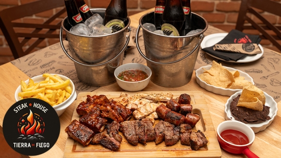[Imagen:¡After Office! ¡Paga Q299 en Vez de Q500 por Parrillada Mixta de 2 Lb que Incluye: Puyazo o Lomito + Costilla de Cerdo BBQ + Filete de Pollo + Chorizo Argentino + Chimichurri + Chirmol + 2 Acompañamientos a Elección + 1 Cubetazo de 6 Cervezas Gallo!]