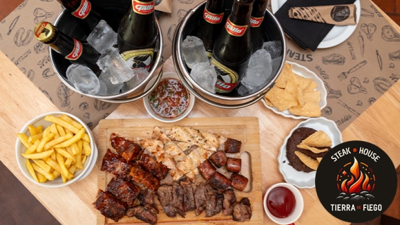 [Imagen:¡After Office! ¡Paga Q299 en Vez de Q500 por Parrillada Mixta de 2 Lb que Incluye: Puyazo o Lomito + Costilla de Cerdo BBQ + Filete de Pollo + Chorizo Argentino + Chimichurri + Chirmol + 2 Acompañamientos a Elección + 1 Cubetazo de 6 Cervezas Gallo!]