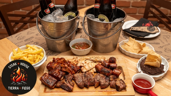 [Imagen:¡After Office! ¡Paga Q299 en Vez de Q500 por Parrillada Mixta de 2 Lb que Incluye: Puyazo o Lomito + Costilla de Cerdo BBQ + Filete de Pollo + Chorizo Argentino + Chimichurri + Chirmol + 2 Acompañamientos a Elección + 1 Cubetazo de 6 Cervezas Gallo!]
