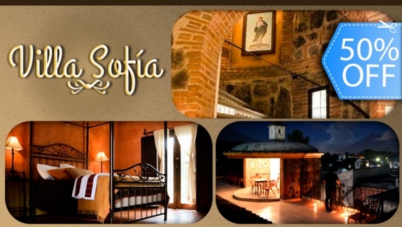 [Imagen:¡Paga Q399 en vez de Q800 por Estadía de 1 Noche para 2 personas en Jr. Suite + 2 Desayunos en Hotel Boutique Villa Sofía en La Antigua!]