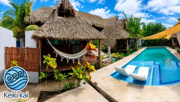 [Imagen:¡Escapada Perfecta a la Playa! ¡Paga Q349 en Lugar de Q850 por 1 Noche para 2 Personas en Cabaña Tipo Hawaii con Baño Privado o Habitaciones Dobles con Baño Privado + Snacks de Desayuno + Uso de Instalaciones: Piscina, Hamacas y Más!]