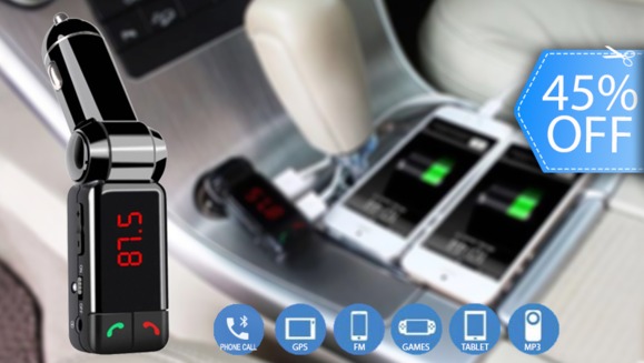 [Imagen:¡Paga Q165 en lugar de Q300 por Transmisor Bluetooth FM para Escuchar Música y Contestar Llamadas desde tu Smartphone o USB en la Radio de tu Auto + Bluetooth + Cargador de Celular!]