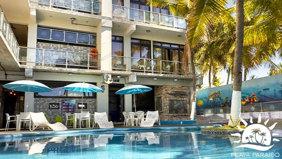 [Imagen:¡Descanso Cerca del Mar! ¡Paga Q499 en Lugar de Q900 por Estadía de 1 Noche Para Hasta 2-4 Personas en Monterrico: Habitación con A/C + Ducha y Baño Privado + Televisión + Amenidades + Piscinas + Playa y Más!]