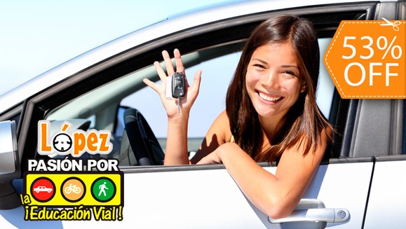 [Imagen:¡Paga $55 en lugar de $118 por 12 Clases Prácticas + 5 Clases Teóricas + 2 Instructorías de Mecánica Básica + Preparación para Exámenes de Licencia en Escuela de Manejo López!]