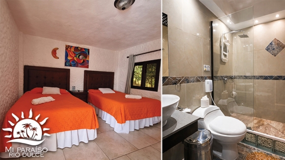 [Imagen:¡Paga Q599 en Lugar de Q1,000 por Estadía Para 2 Personas en Río Dulce: Habitación Sencilla con Cama Matrimonial y A/C + Ducha y Baño Privado + 2 Desayunos + Piscinas + Ingreso a Museo!]