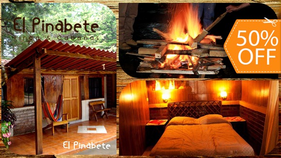 [Imagen:¡Paga $85 en vez de $170 por Estadía de 1 Noche en Cabaña para 6 Personas + 6 Desayunos + Tour en el Bosque + Fogata Nocturna + Karaoke + Juegos de Mesa en El Pinabete, Finca y Cabañas, Chalatenango!]