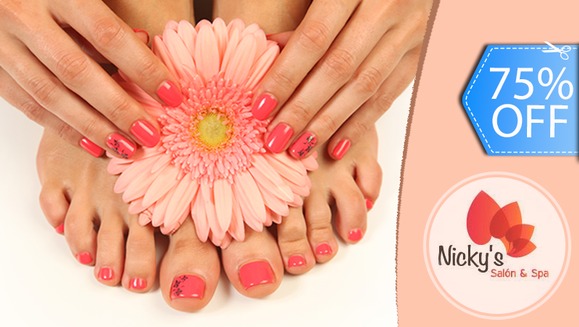 [Imagen:¡Paga Q65 en vez de Q260 por Manicure y Pedicure Express de Chocolate o Naranja + Aplicación de Gelish en Manos y Pies con Garantía en Nicky's Salón!]