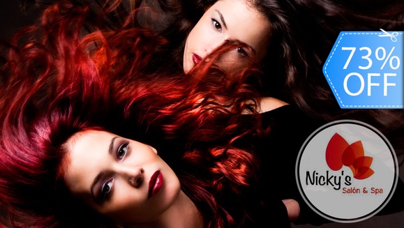 [Imagen:¡Paga Q135 en vez de Q500 por Tinte Completo o Mechas Alfaparf + Corte Personalizado + Lavado Spa + Tratamiento Sellador de Puntas + Planchado + Acabado Final + Depilación con Cera de Bigote en Nicky's Salon!]