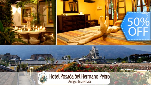 [Imagen:¡Paga Q340 en vez de Q680 por Estadía de 1 Noche para 2 Personas + 2 Desayunos + Impuestos Incluídos en Hotel Posada del Hermano Pedro!]
