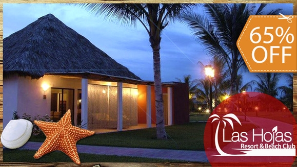 [Imagen:¡Paga $70 en vez de $199 por Estadía de 1 Noche Hasta para 4 Personas en Bungalow Junior en el Exclusivo Las Hojas Resort Beach and Club! ¡SOLO 153 CUPONES DISPONIBLES!]