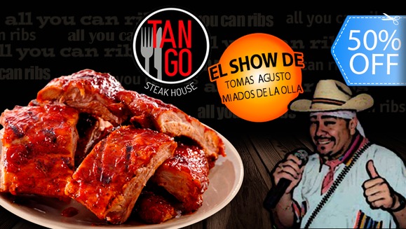 [Imagen:¡Paga Q119 en lugar de Q240 por All You Can Eat Ribs + 1 Bebida a Elección entre Gaseosa o Cerveza + Show de Comedia de Tomás Agusto Miados de la Olla, El Indio Más Indio de Guatemala!]
