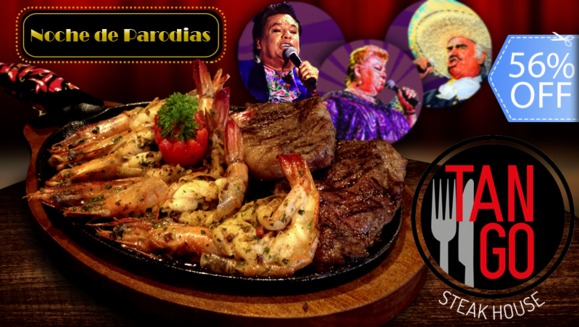 [Imagen:¡Paga Q175 en vez de Q399 por Cena y Show para 2 con: Entradas a las Parodias de Vicente Fernández, Paquita la del Barrio y Juan Gabriel + Plato de Mar y Tierra con Puyazo y Camarones al Ajillo + Guarniciones + Bebidas Naturales o Cervezas!]