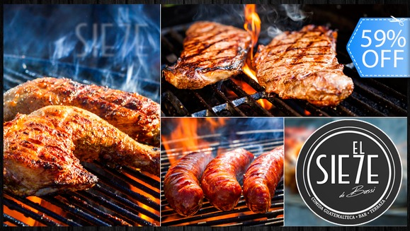 [Imagen:¡Paga Q99 en lugar de Q240 por Exquisita Parrillada para 2 con: 8 Onzas de Lomito + 8 Onzas de Longaniza + 8 Onzas de Pollo + Guarniciones + Tortillas Ilimitadas + 2 Bebidas con Refill!]