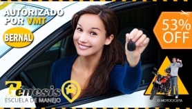 [Imagen:¡Paga $70 en Lugar de $150 por 10 Clases Prácticas en Carro Sedan Estándar o Motocicleta + 5 Clases Teóricas + 1 Clase de Mecánica Básica + 20% de Descuento en Trámite de Licencia en Génesis Bernal!]