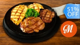 [Imagen:¡Exquisita Parrillada para 2! Puyazo, Pollo, Chorizo Argentino, Guarniciones y Bebidas.]
