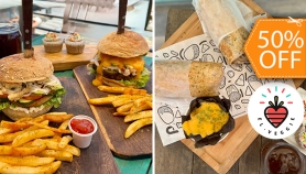 [Image: 2 Burritos Veganos o 2 Hamburguesas Veganas + 2 Papas Fritas + 2 Tés Helados + 2 Cupcakesm]