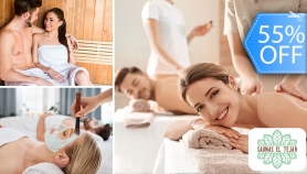 [Image: ¡Día de Spa Ilimitado para 2! Masajes, Sauna, Mascarillas, Bebidas, Papas Fritas y Másm]