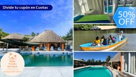[Image: Estadía Para 2 en Playa Barra del Jiote, Habitación Doble con AC, Playa, Piscinas, Jacuzzis, Viaje en Lancha con Vista Panorámica por el Canal de Chiquimulilla y Másm]