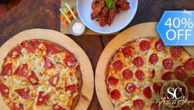 [Image: : 2 Pizzas Grandes, Porción de Pechuguitas Empanizadas, Pichel de Gaseosa o Bebida Natural y 4 Heladosm]