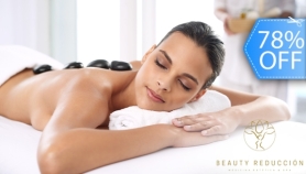 [Image: Masaje Relajante con Aceite de Coco + Piedras Calientes + Aromaterapia + Bebida Calientem]
