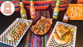 [Image: ¡Platillos Mexicanos Para 2! Escoge entre: A) Burrito XL + Torta, B) 2 Tortas  o C) 2 Burritos XL + Entradam]