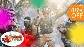 [Image: ¡Diversión para 4! 500 Paintballs + 4 Pistolas Tácticas con Cargador + 4 Máscaras + 4 Chalecos + 3 Escenarios Diferentes de Juegom]